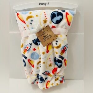 DreamGro White Baby Blanket Astronomy Planets Rocket Ship Stars Saturn Earth